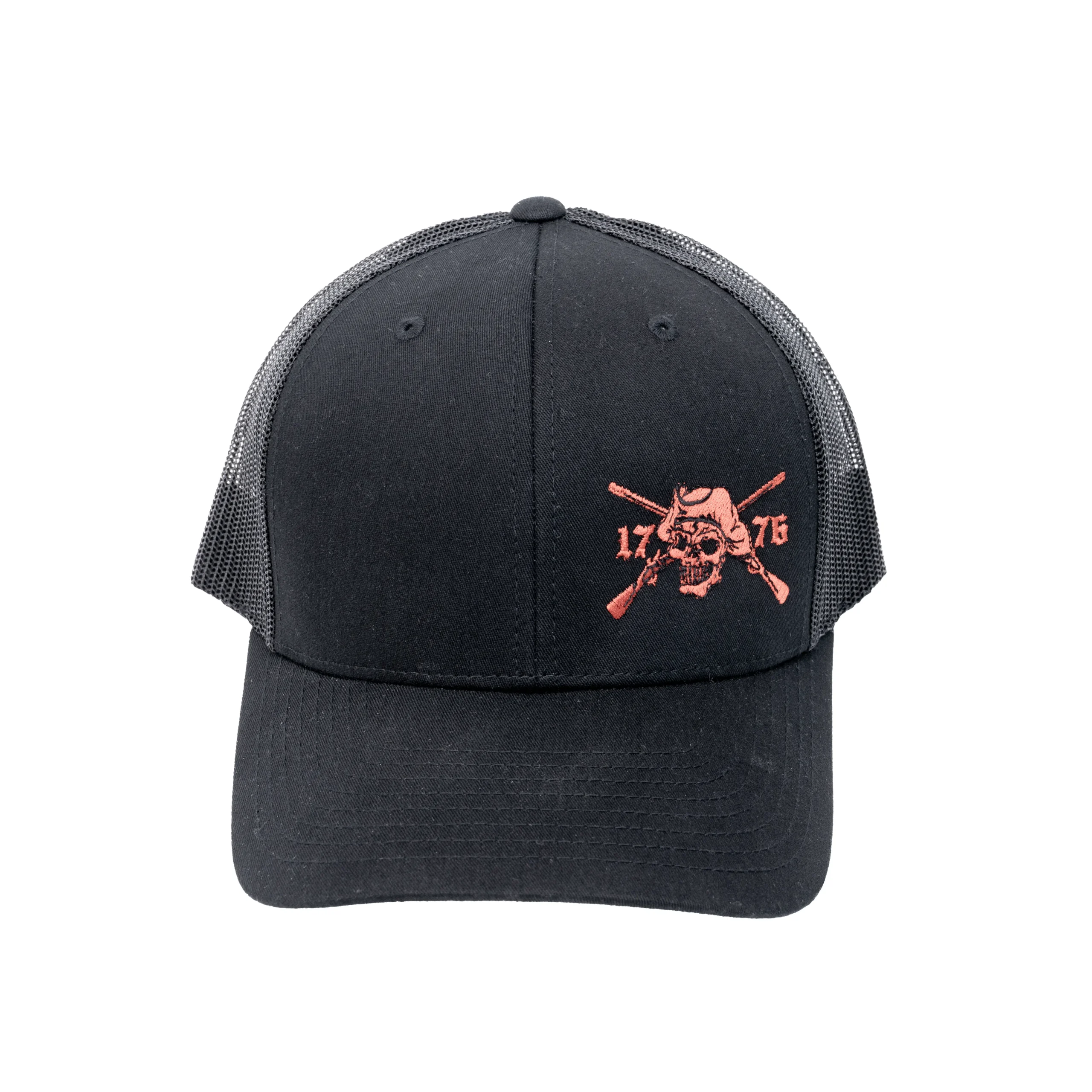 Black Structured Hat, Red Angry Patriot Logo