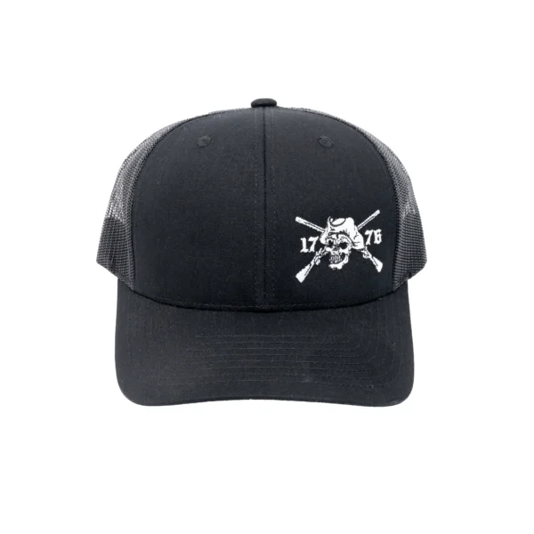 Black Structured Hat, White Angry Patriot Logo